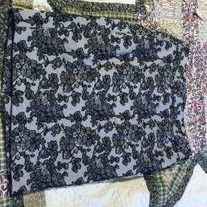 Ann Taylor Gray Brocade Satin Pencil Skirt 0P